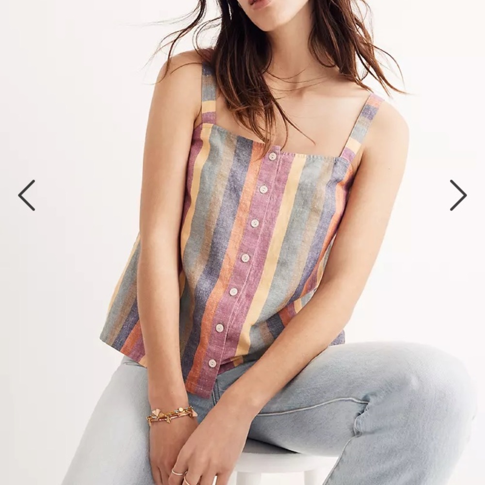 Rainbow Stripe Button Front Tank | Madewell - image 1